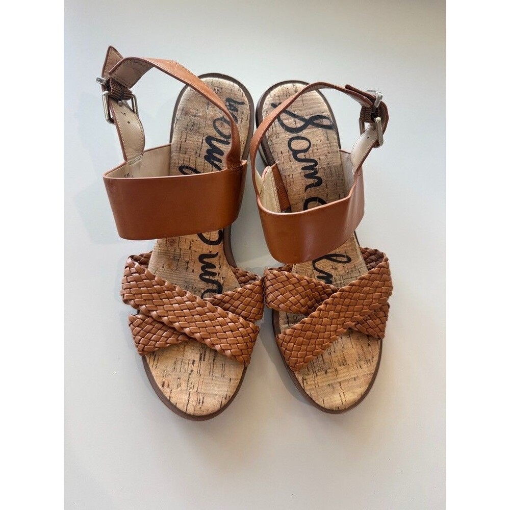 Sam Edelman Size 11 Teena 2 Cork Woven Ankle Strap Open Toe Sandals Comfort